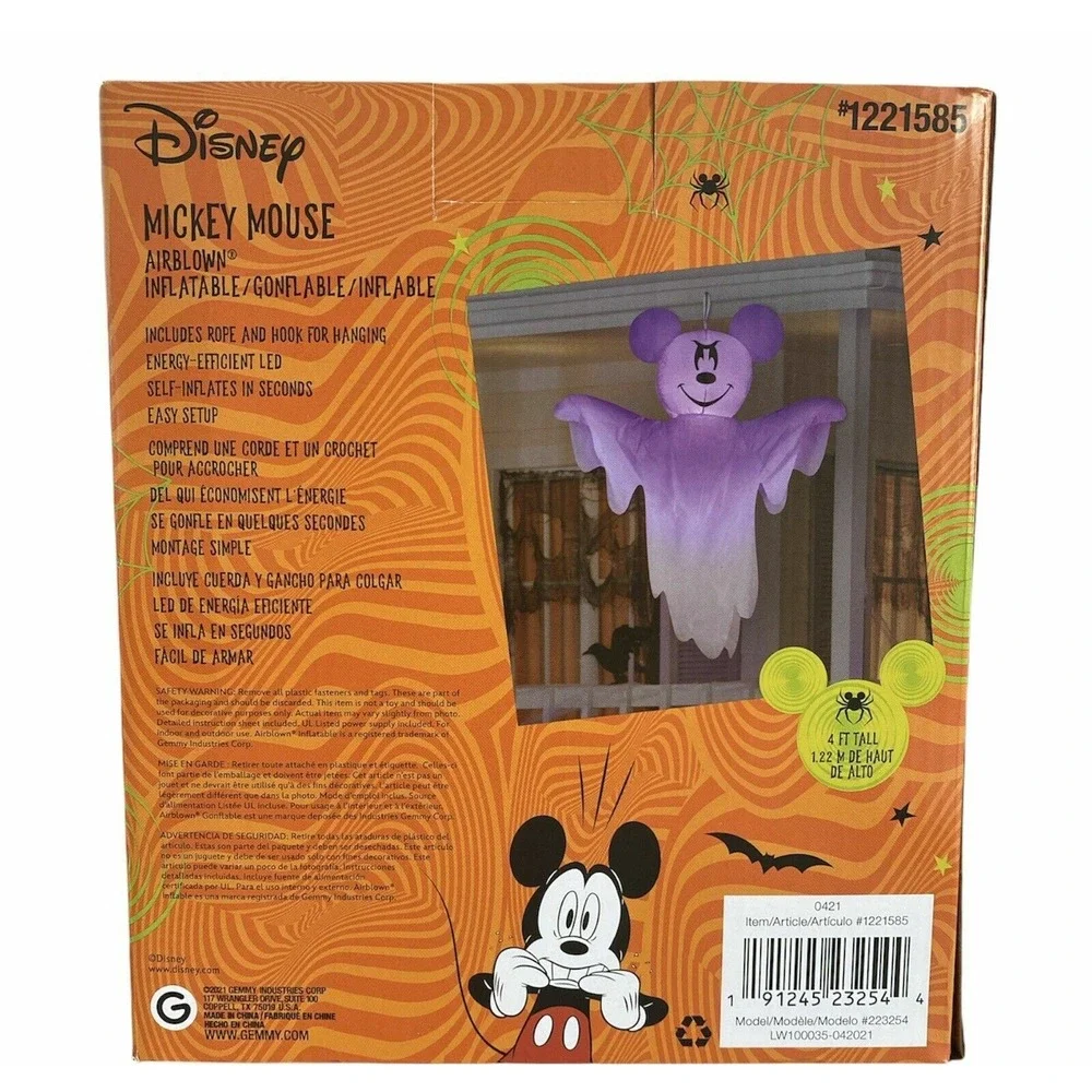 Disney Mickey Mouse Ghost Airblown Inflatable New Gemmy 4 FT